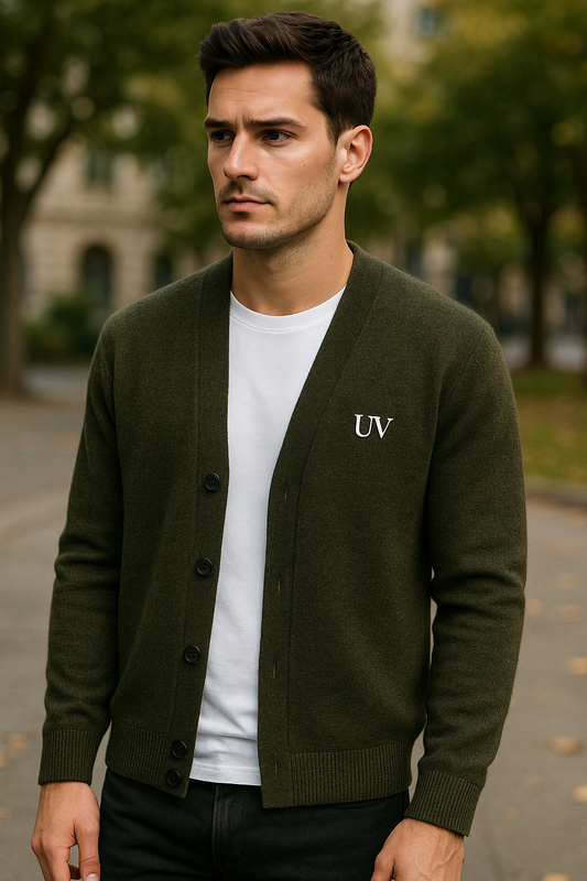 UV ATELIER Pure Wool V-Neck Cardigan