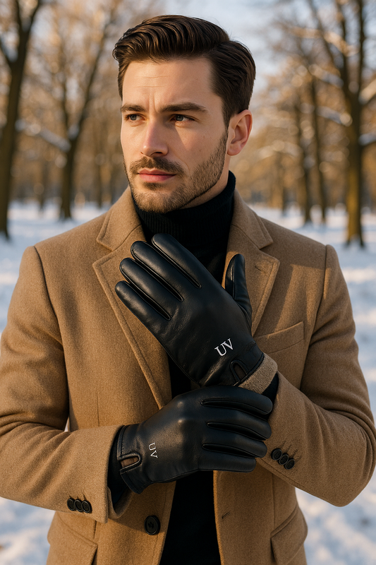 UV ATELIER Heritage Leather Wool-Lined Touchscreen Gloves