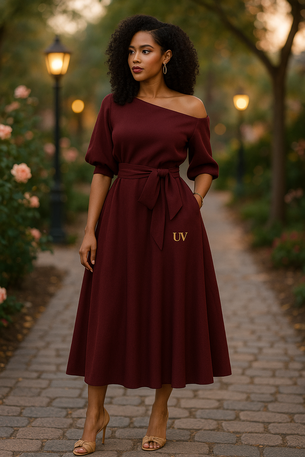 UV ATELIER Chic One-Shoulder Maxi Dress