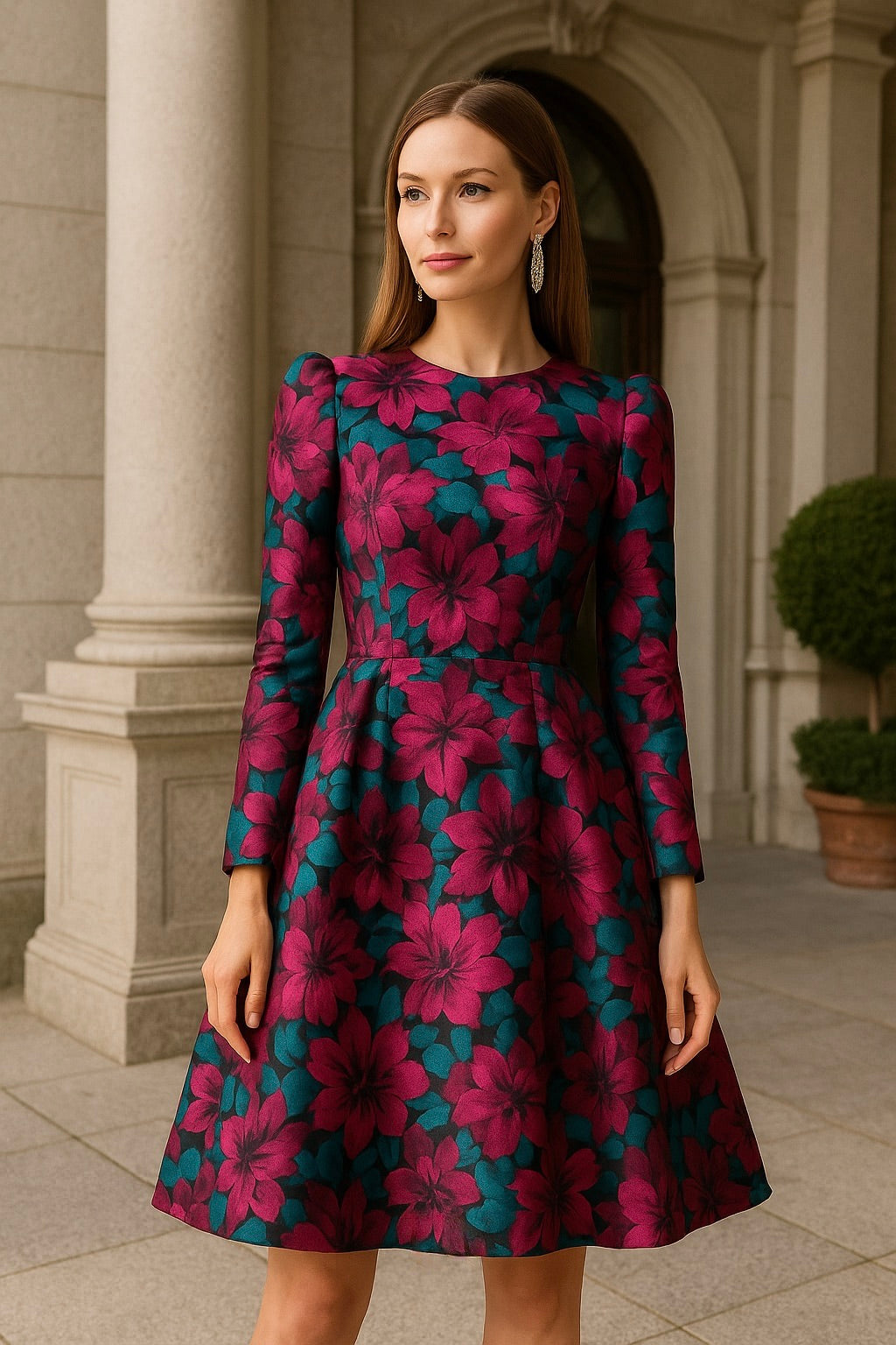 UV Atelier – Long-Sleeve High-Low Gown
