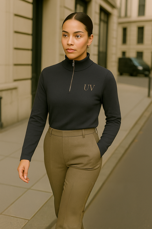 UV ATELIER Slim Wool-Cashmere Mock Neck Sweater