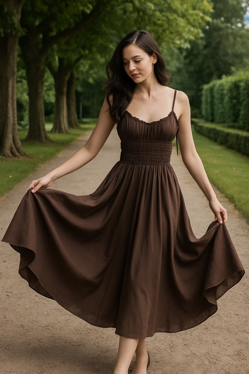 UV Atelier – Pleated Cotton Maxi Dress