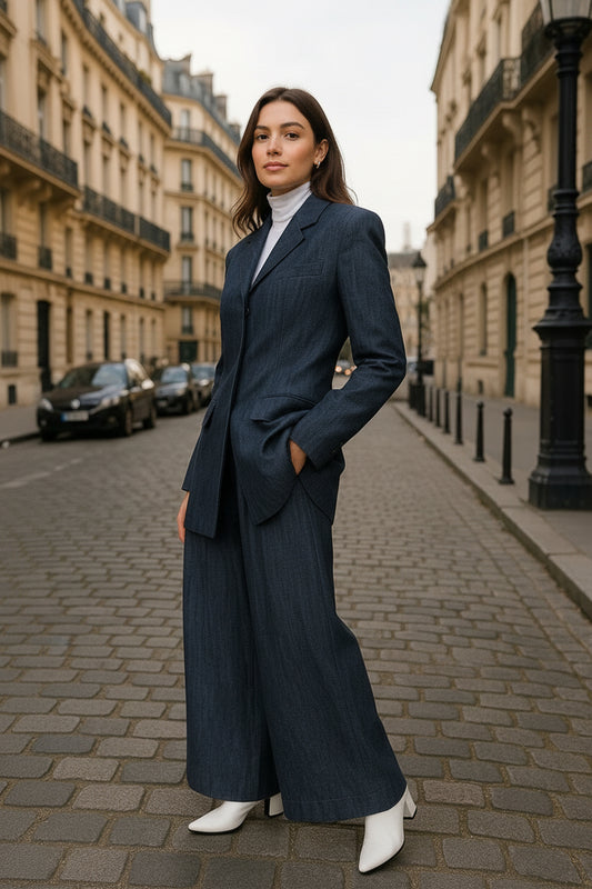 UV Atelier – Denim-Linen Two-Piece Set