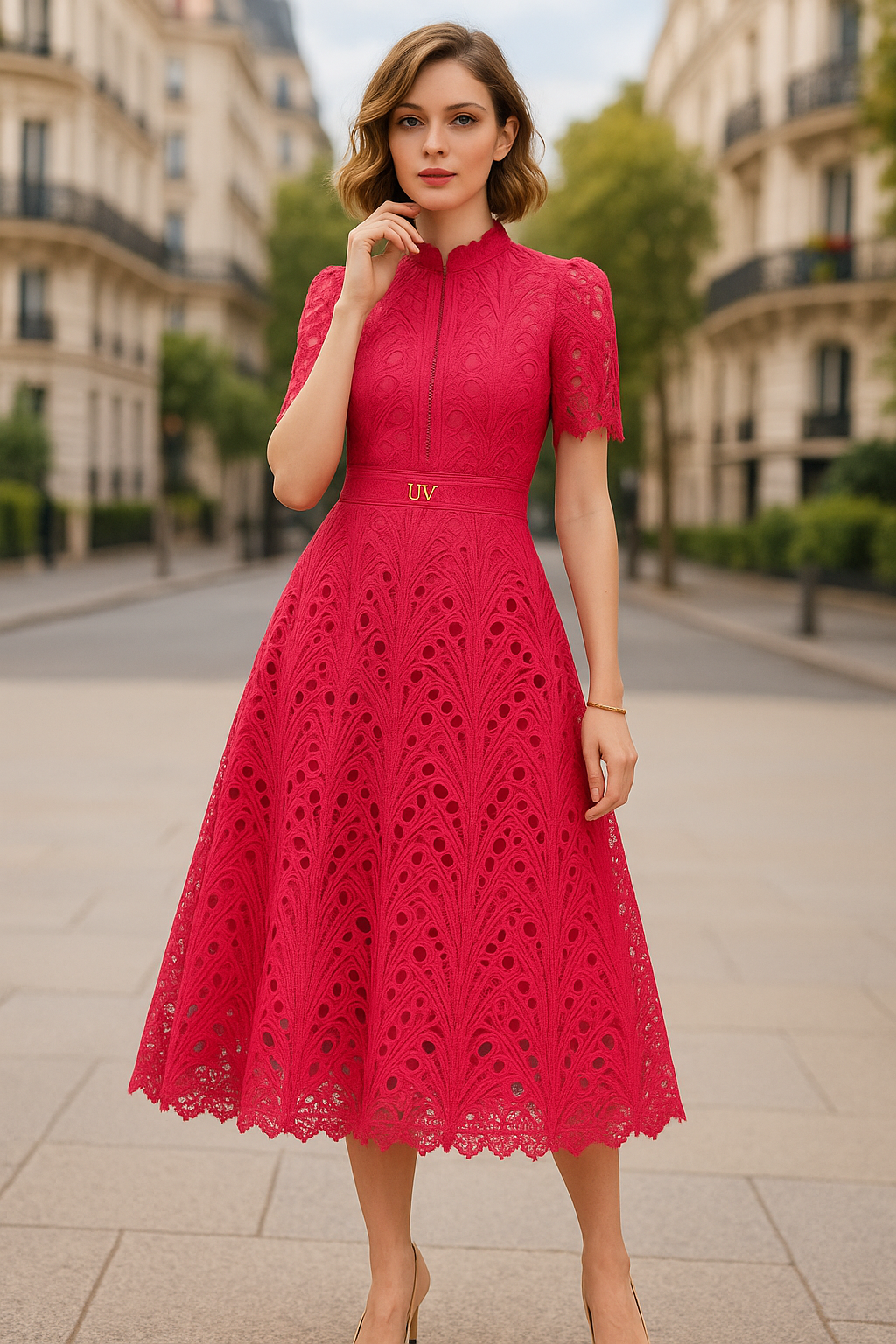 UV ATELIER Éclat Serene Lace Slim Silhouette Dress