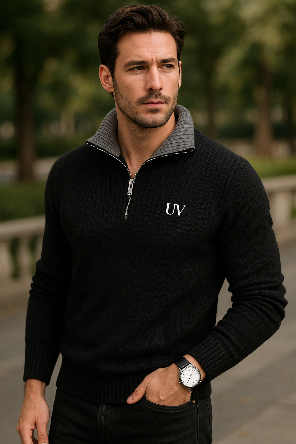 UV ATELIER Ribbed Merino Half-Zip