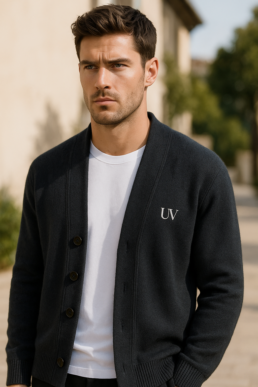 UV ATELIER Pure Wool V-Neck Cardigan