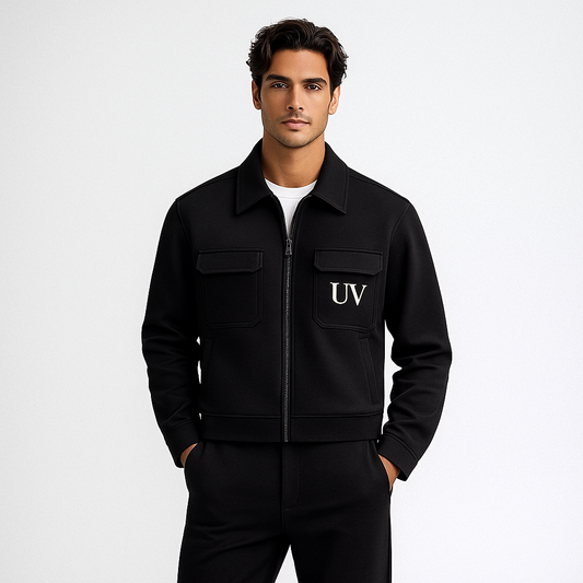 UV ATELIER Men’s Solid Color Patchwork Two-Piece Set
