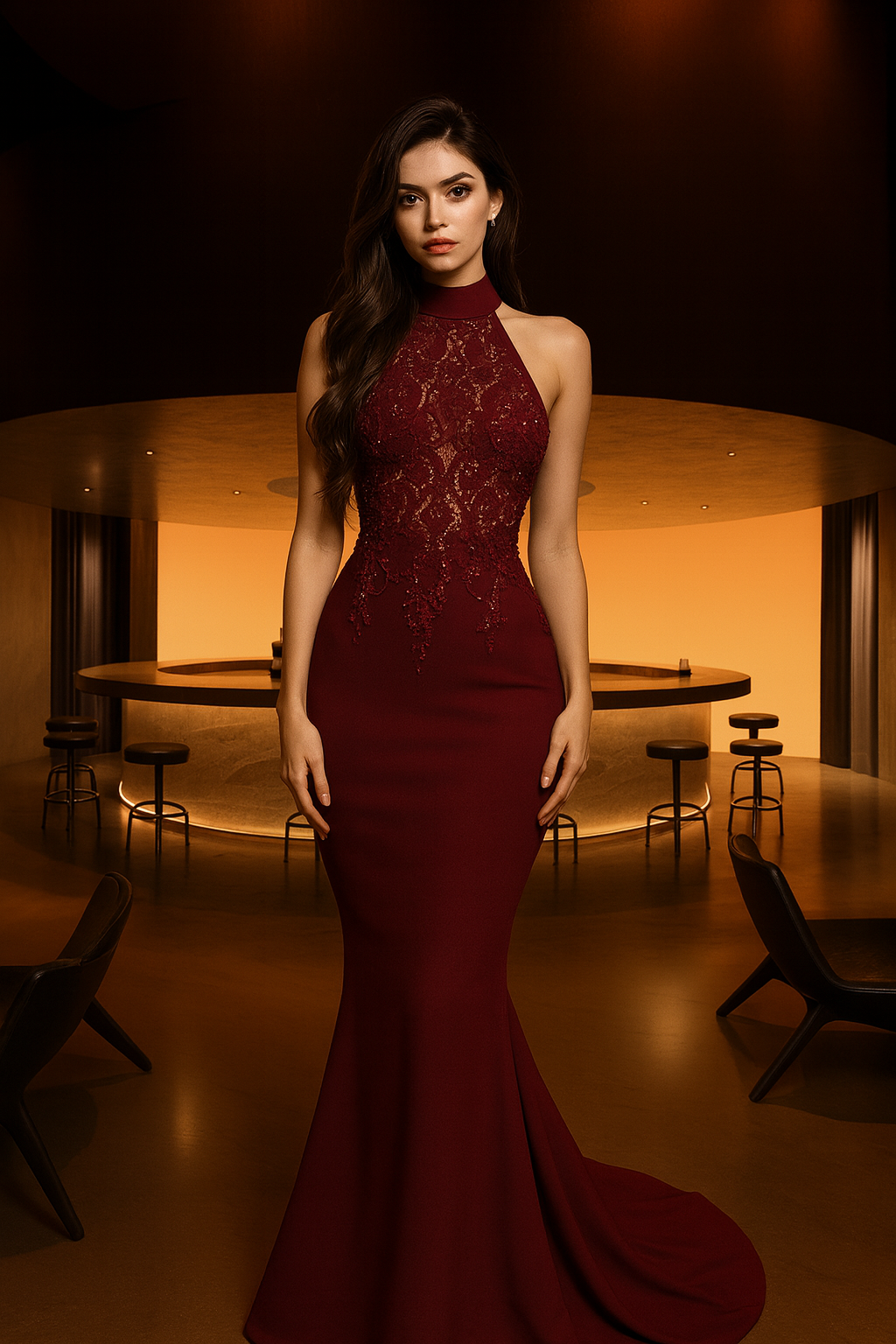 UV ATELIER – Lace Patchwork High-Waist Sleeveless Maxi Dress