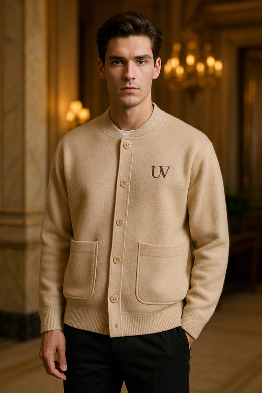 UV ATELIER – Men’s Thick Knit Single-Breasted Winter Cardigan