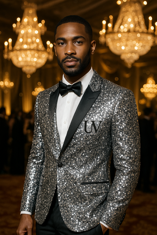 UV ATELIER Luxury Jacquard Slim Fit Men Wedding Tuxedo Blazer