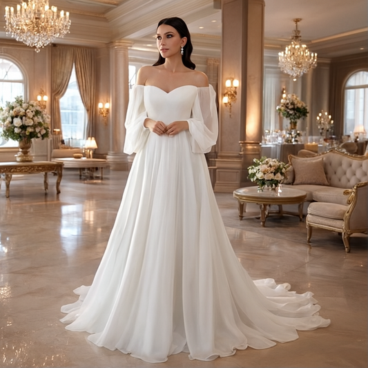 UV ATELIER Elegant Puff Pastry Sleeve White Maxi Dress – 2025
