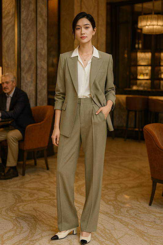 UV ATELIER – Elegant Two-Piece Blazer & High-Waist Pants Set