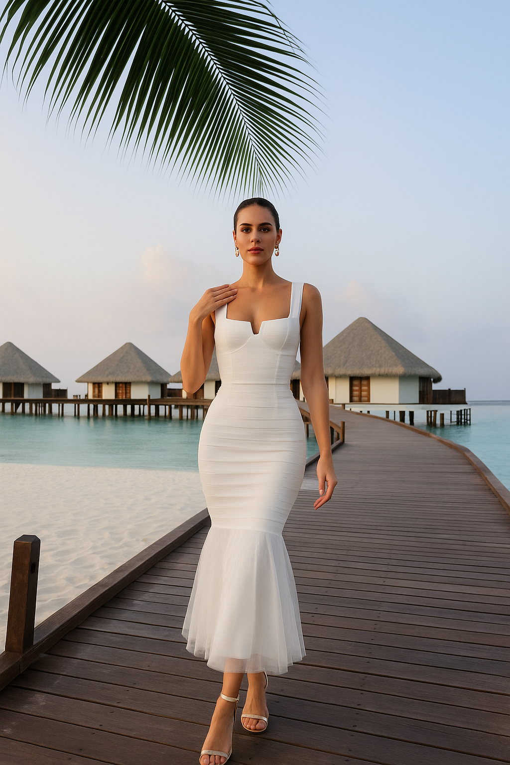 UV ATELIER – Sleeveless Split Ruffled Party Dress