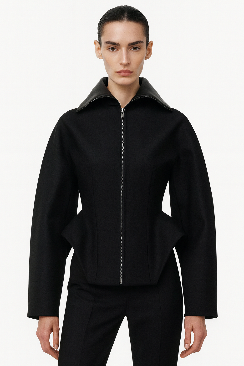 UV ATELIER 2025 Autumn Black Slim Lapel Jacket – Waist-Retraction Personalized Cut