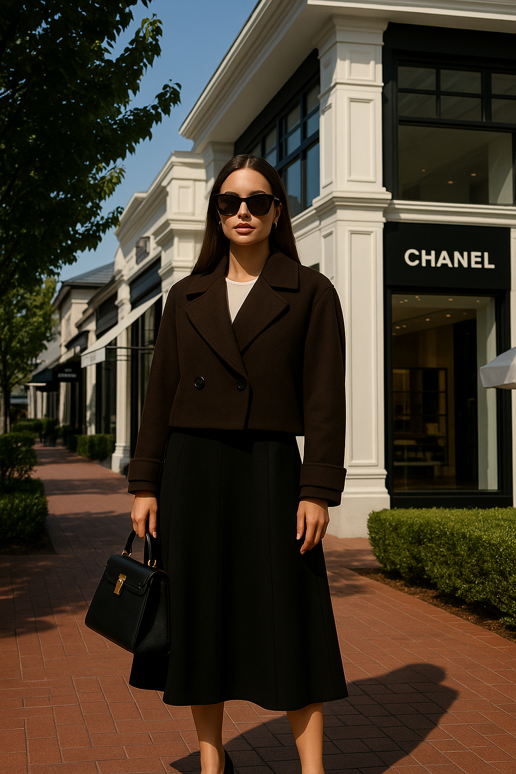 UV ATELIER Brown Cropped Trench Coat for Women