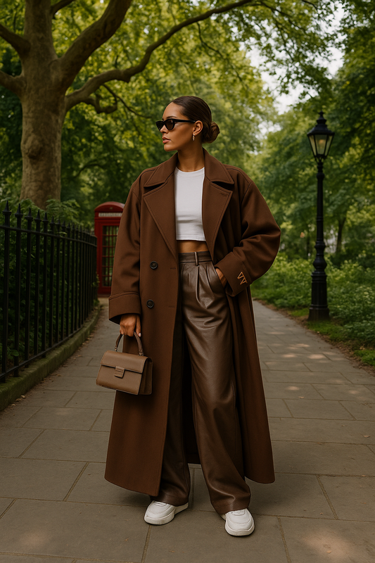 UV ATELIER Elegant Double-Breasted Long Coat
