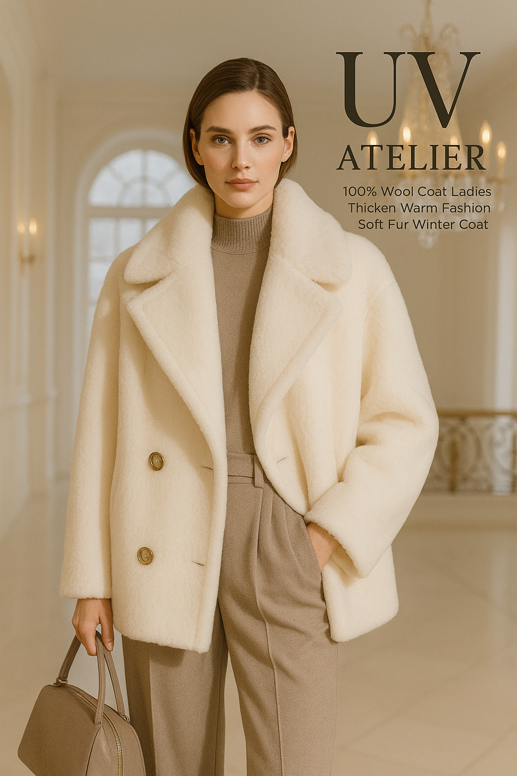UV ATELIER Turned-Over Collar 100% Wool Coat