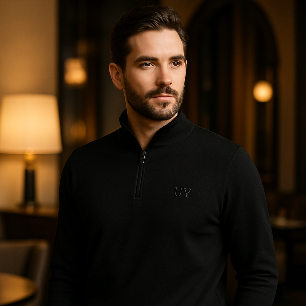 UV ATELIER Cashmere Half-Zip Knit Sweater