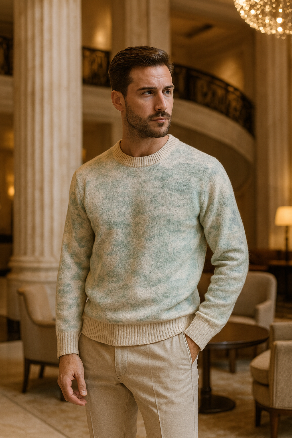 UV ATELIER Men’s Pure Cashmere Jacquard Sweater