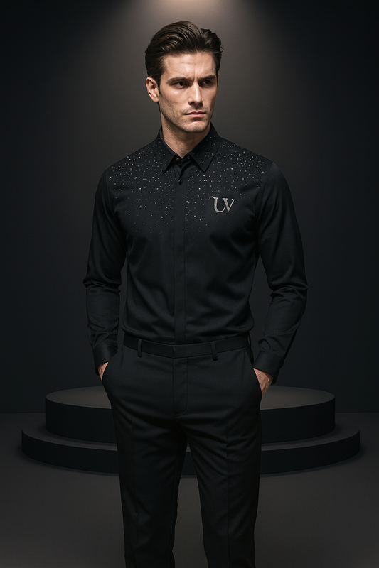 UV ATELIER Luxury Rhinestone Men’s Shirt