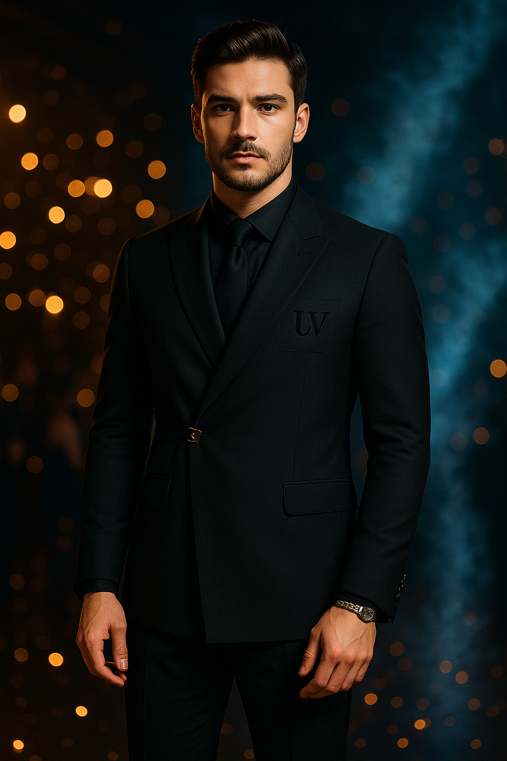 UV ATELIER Men’s Elegant Black Suit Jacket