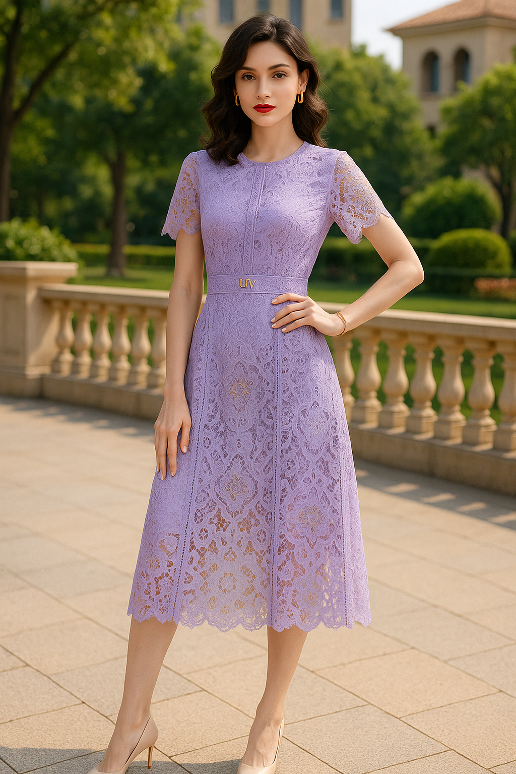 UV ATELIER Éclat Serene Lace Slim Silhouette Dress