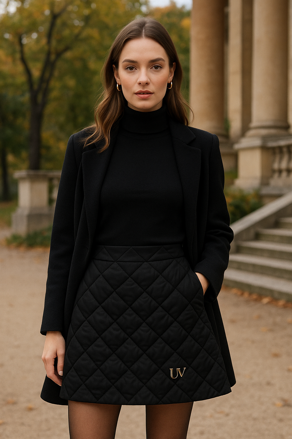 UV ATELIER Cotton Padded Diamond-Quilted Mini Skirt