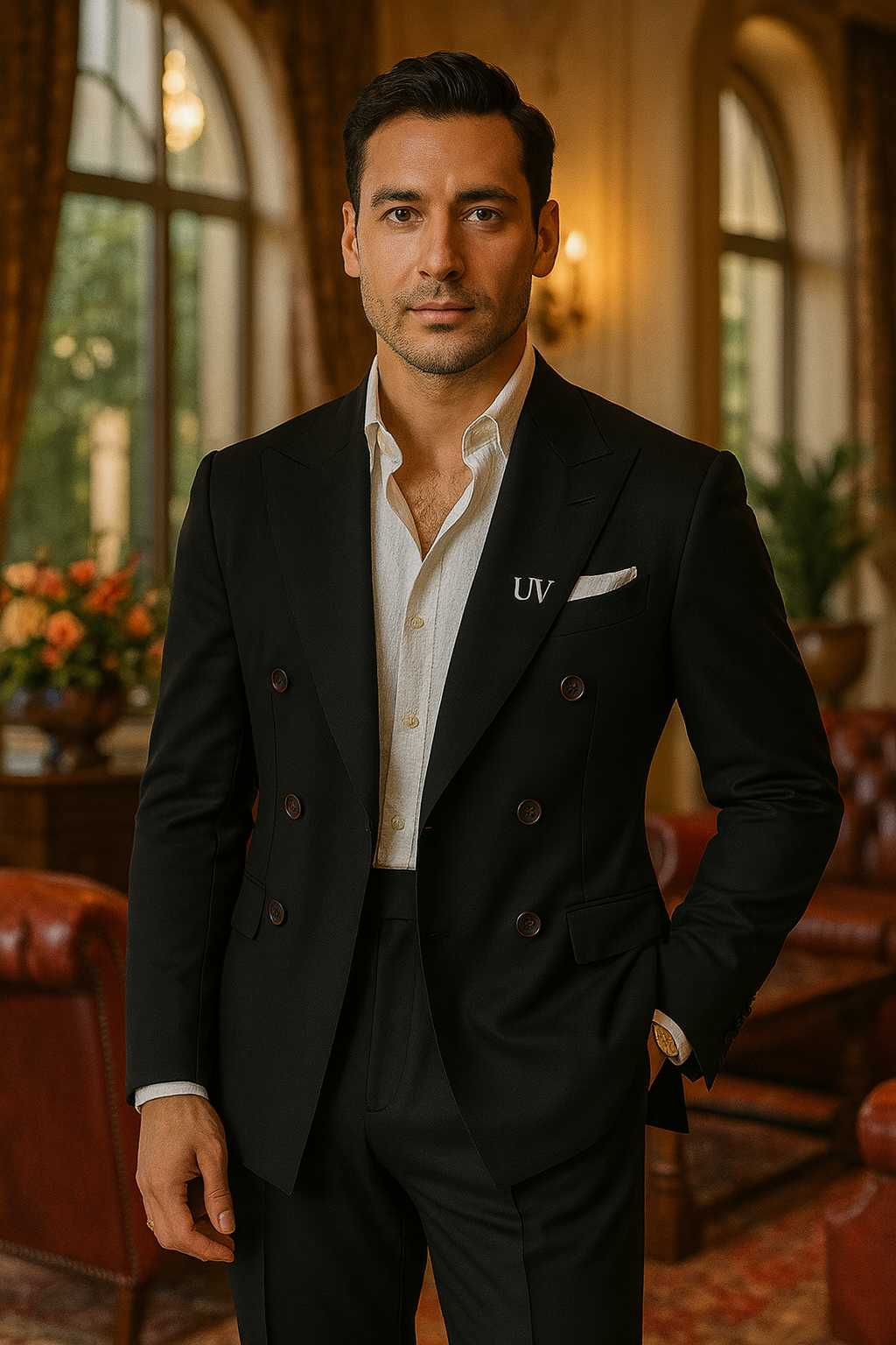 UV ATELIER Italian Wool Double-Breasted Tuxedo Top & Pant Set