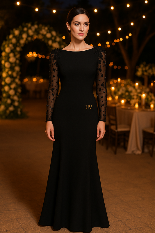 UV ATELIER Sparkle Mesh Long-Sleeve Dress