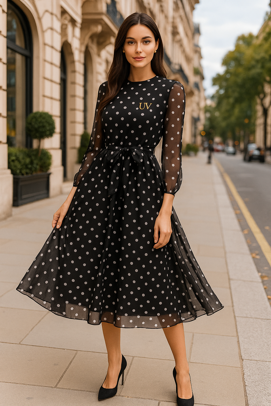 UV ATELIER Elegant Vintage Polka Dress