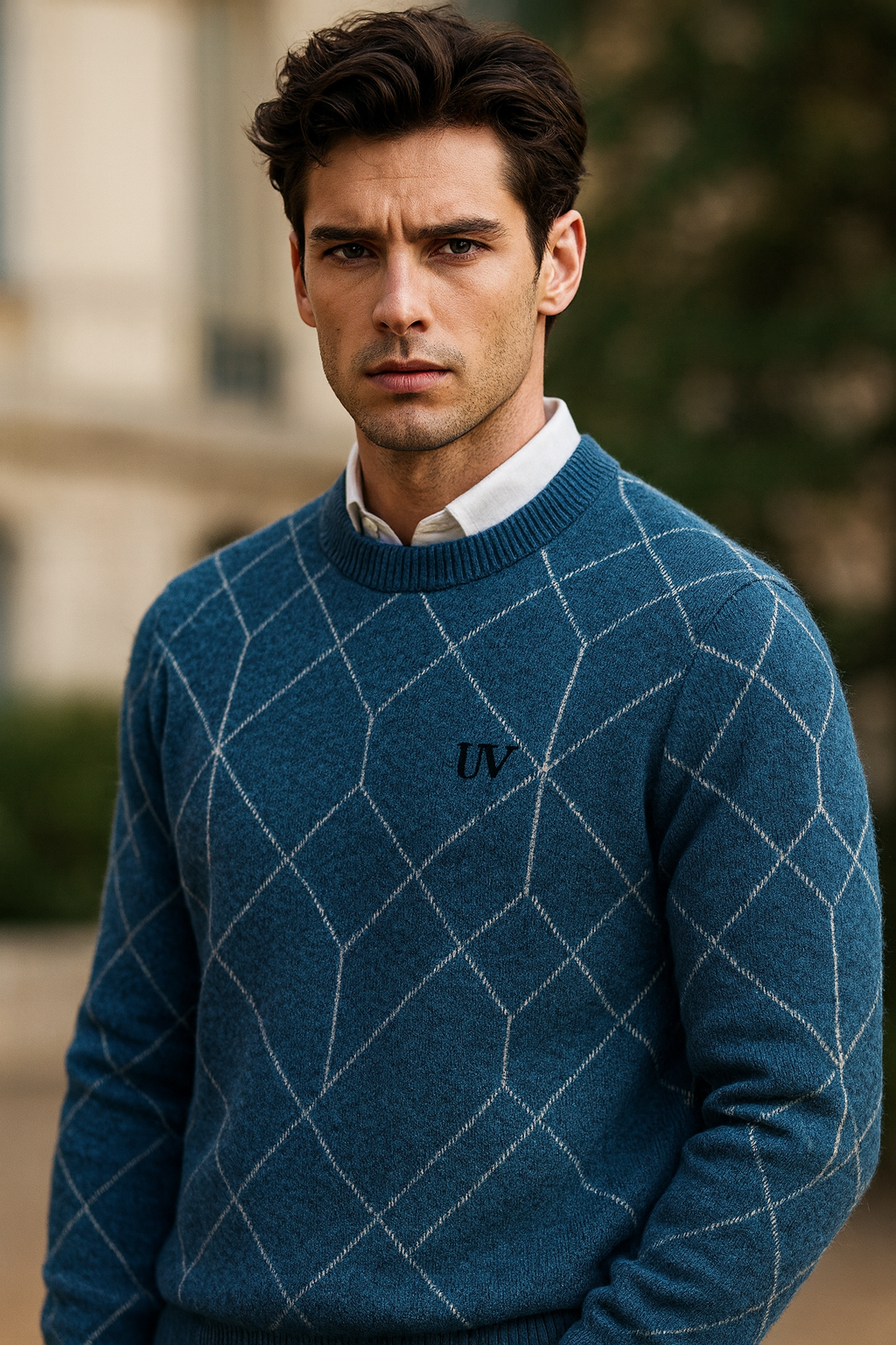 UV ATELIER Geometric Wool Knit Sweater