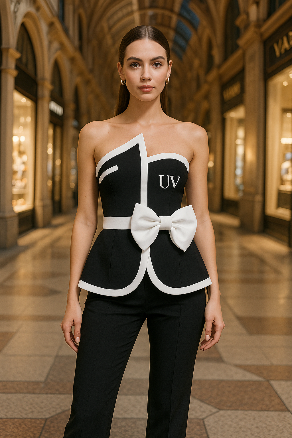 UV ATELIER Elegant Bow Bustier Crop