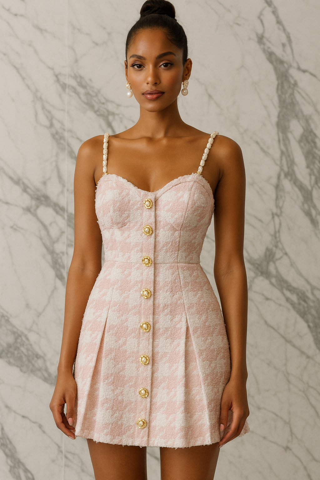 UV ATELIER Refined Cute Tweed Slip Mini Dress