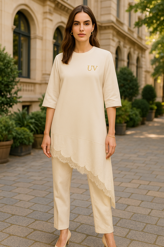 UV ATELIER Lace Patchwork Floral Tee