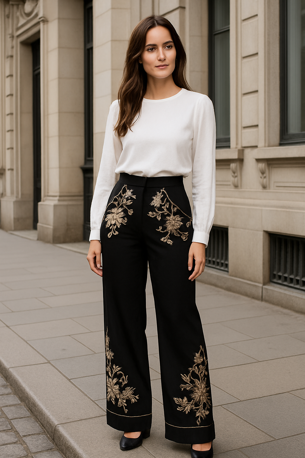 UV Atelier – Ethnic Floral Wide-Leg Trousers