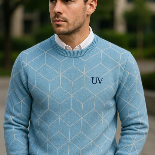 UV ATELIER Geometric Wool Knit Sweater