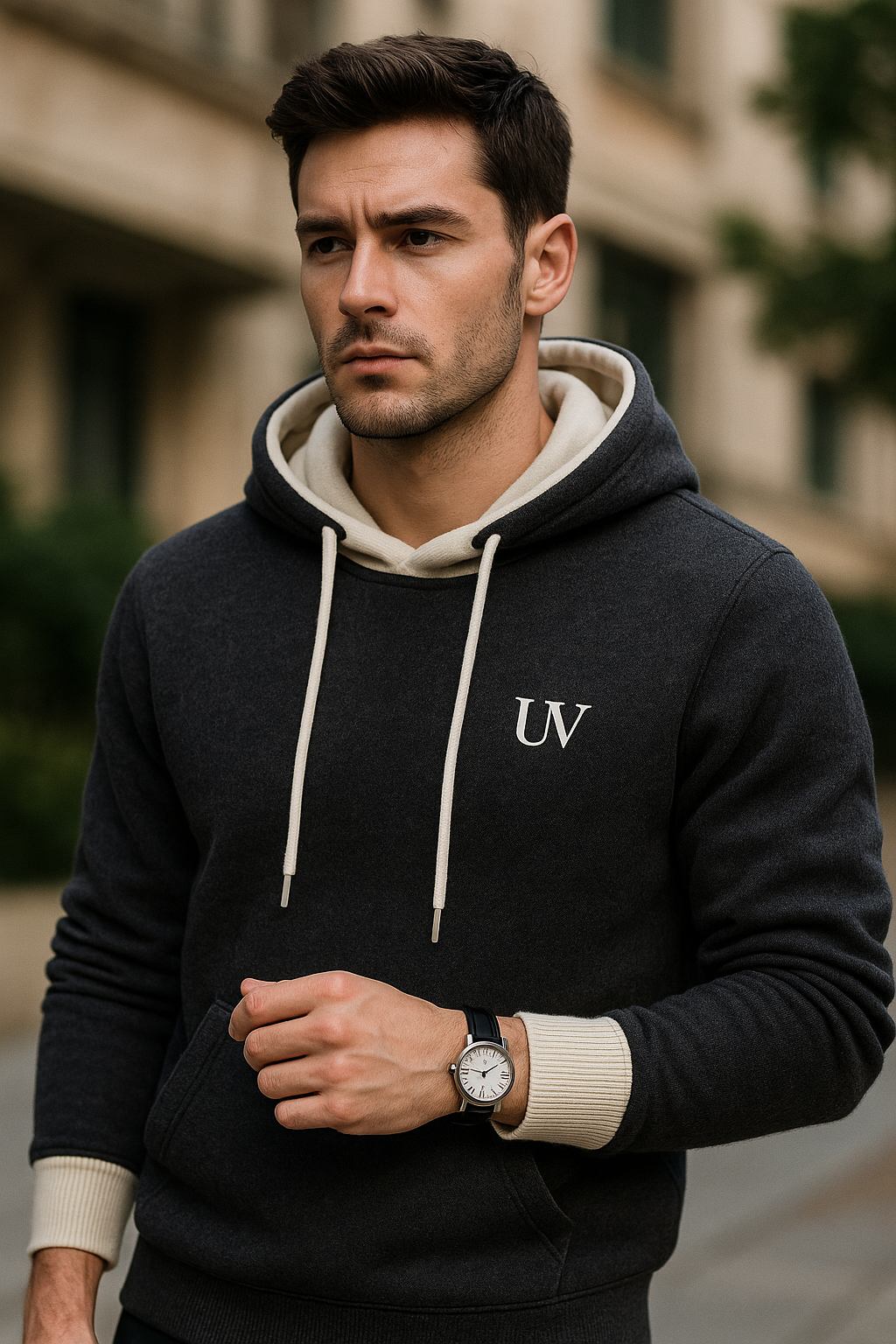 UV ATELIER Luxe Cashmere Contrast Hoodie