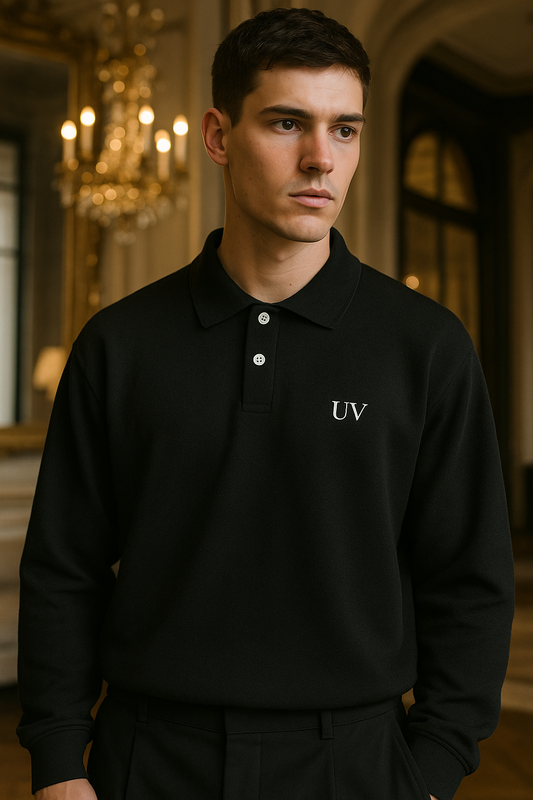 UV ATELIER Classic Twist-Knit Polo Sweater