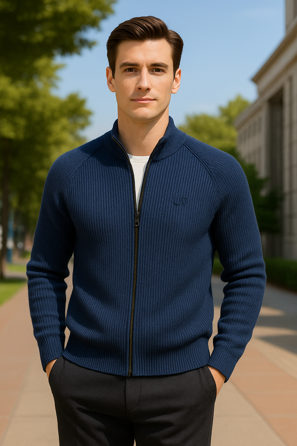 UV ATELIER Premium Wool Zip Cardigan – Winter Luxury Knit