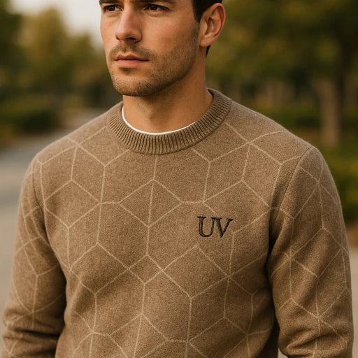 UV ATELIER Geometric Wool Knit Sweater