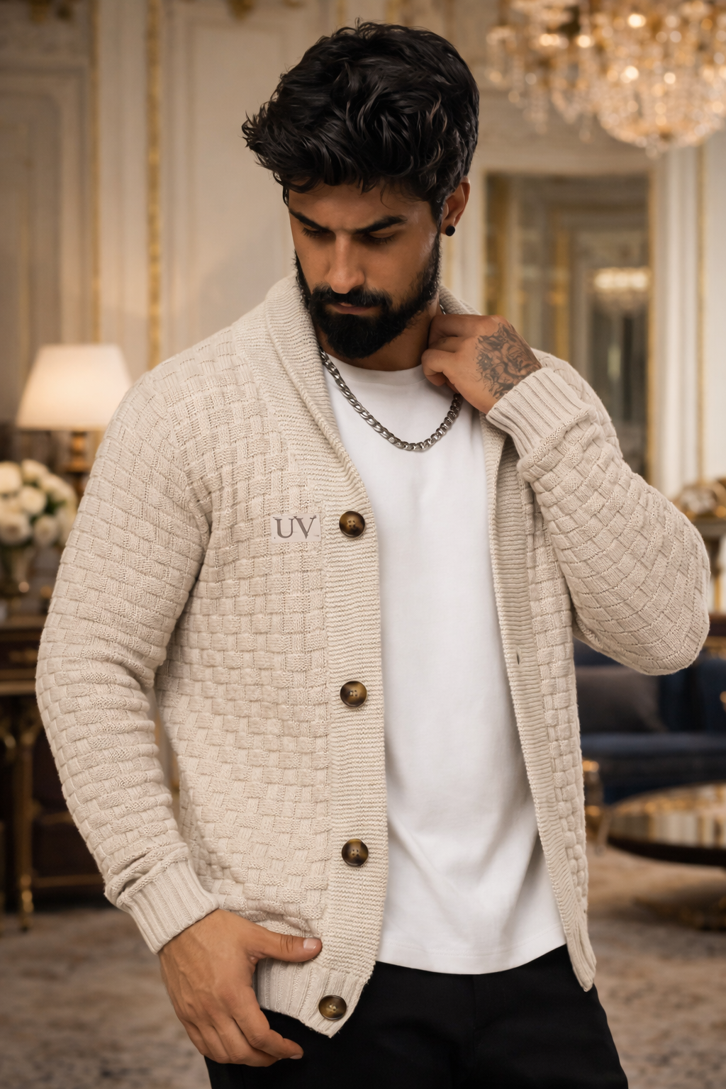 UV ATELIER Textured Knit Cardigan