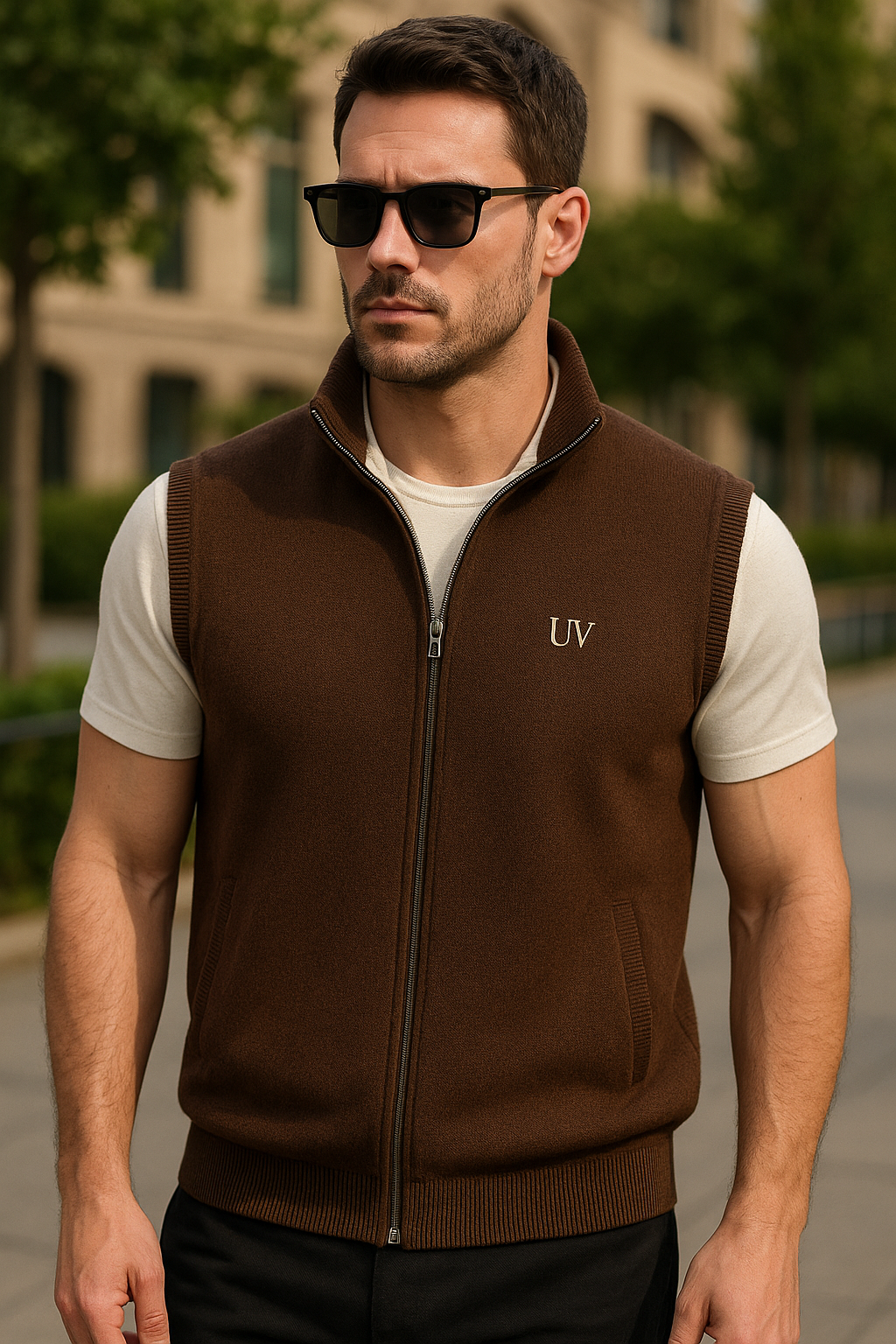 UV ATELIER Dual-Weave Merino Zip Gilet