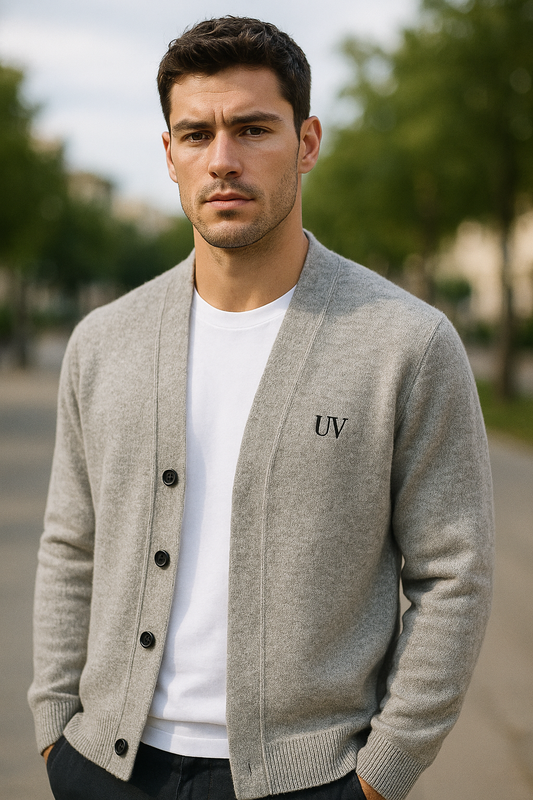 UV ATELIER Pure Wool V-Neck Cardigan