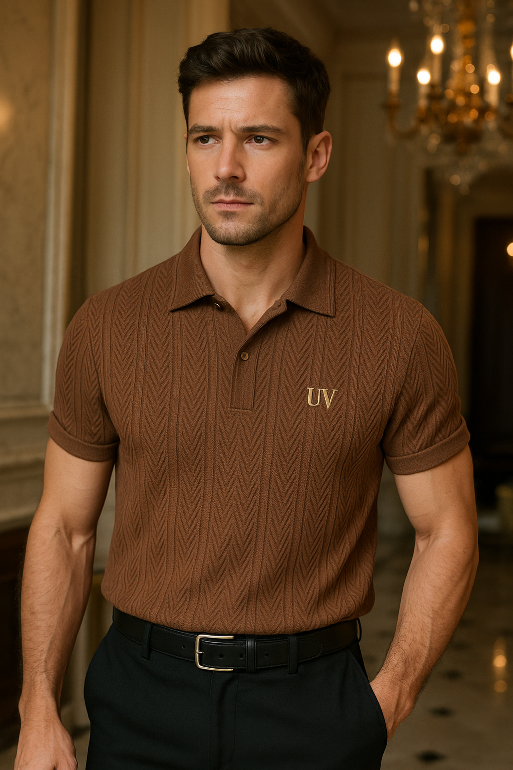 UV ATELIER Textured Jacquard Polo