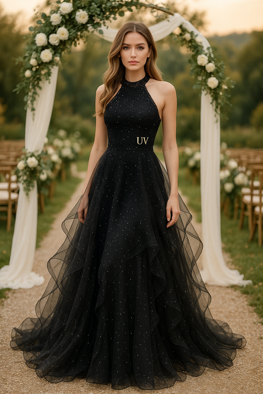 UV ATELIER Midnight Spark Glittery Sapphire Gown