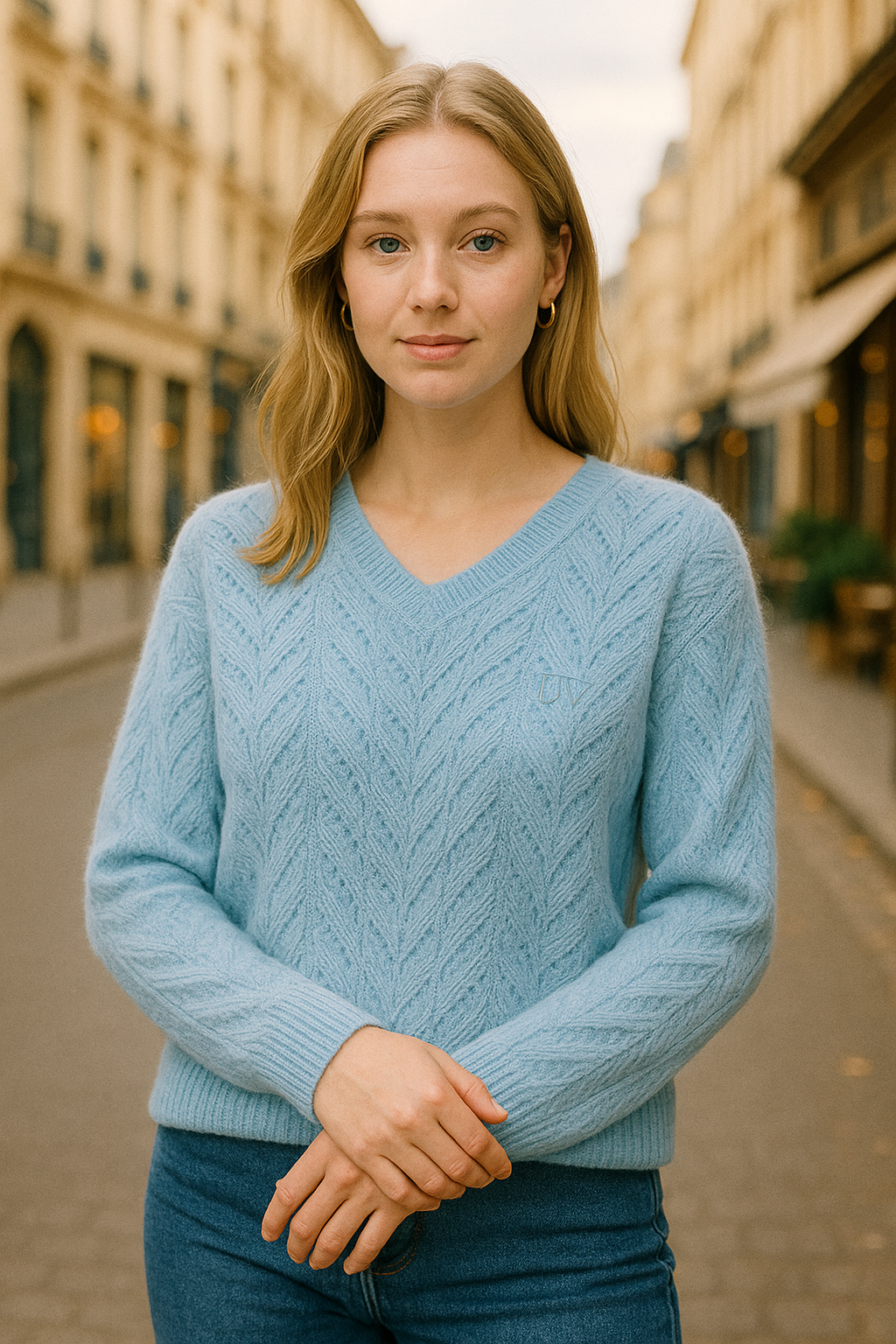 UV ATELIER Leafline Hollow Breeze Knit Pullover