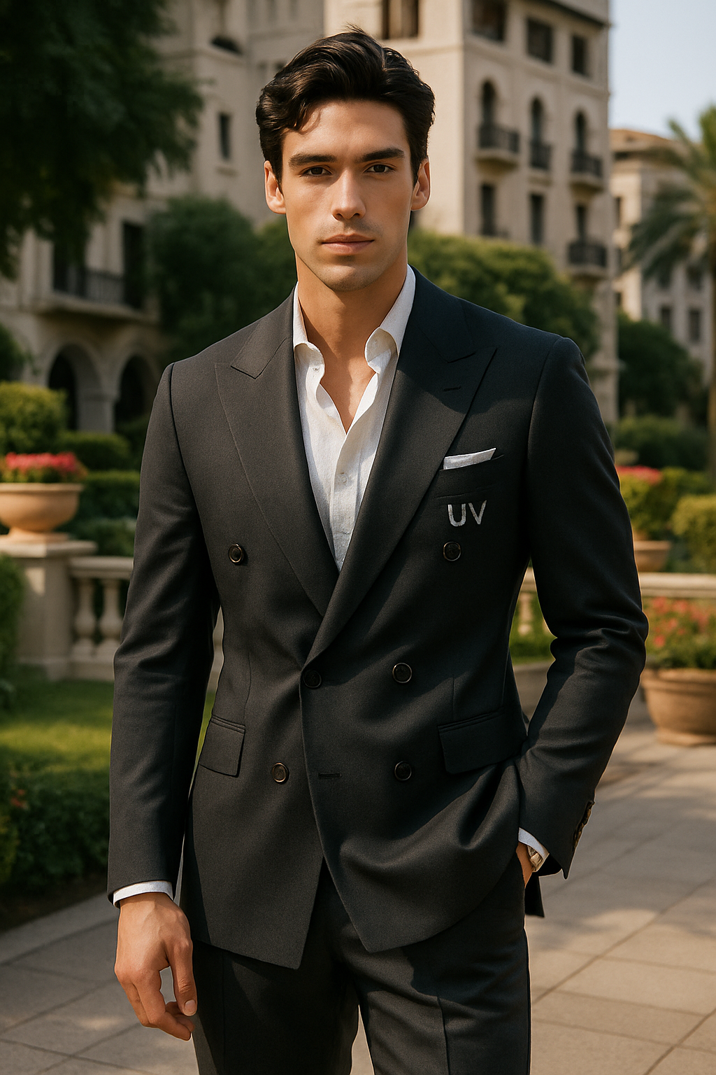 UV ATELIER Italian Wool Double-Breasted Tuxedo Top & Pant Set