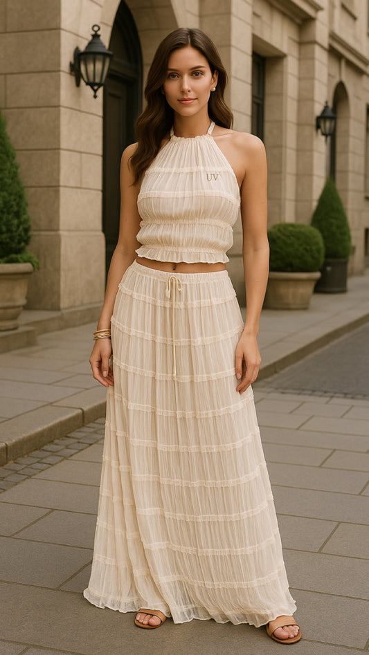 UV Atelier – Women’s Halter Crop Top & Long Maxi Skirt Set