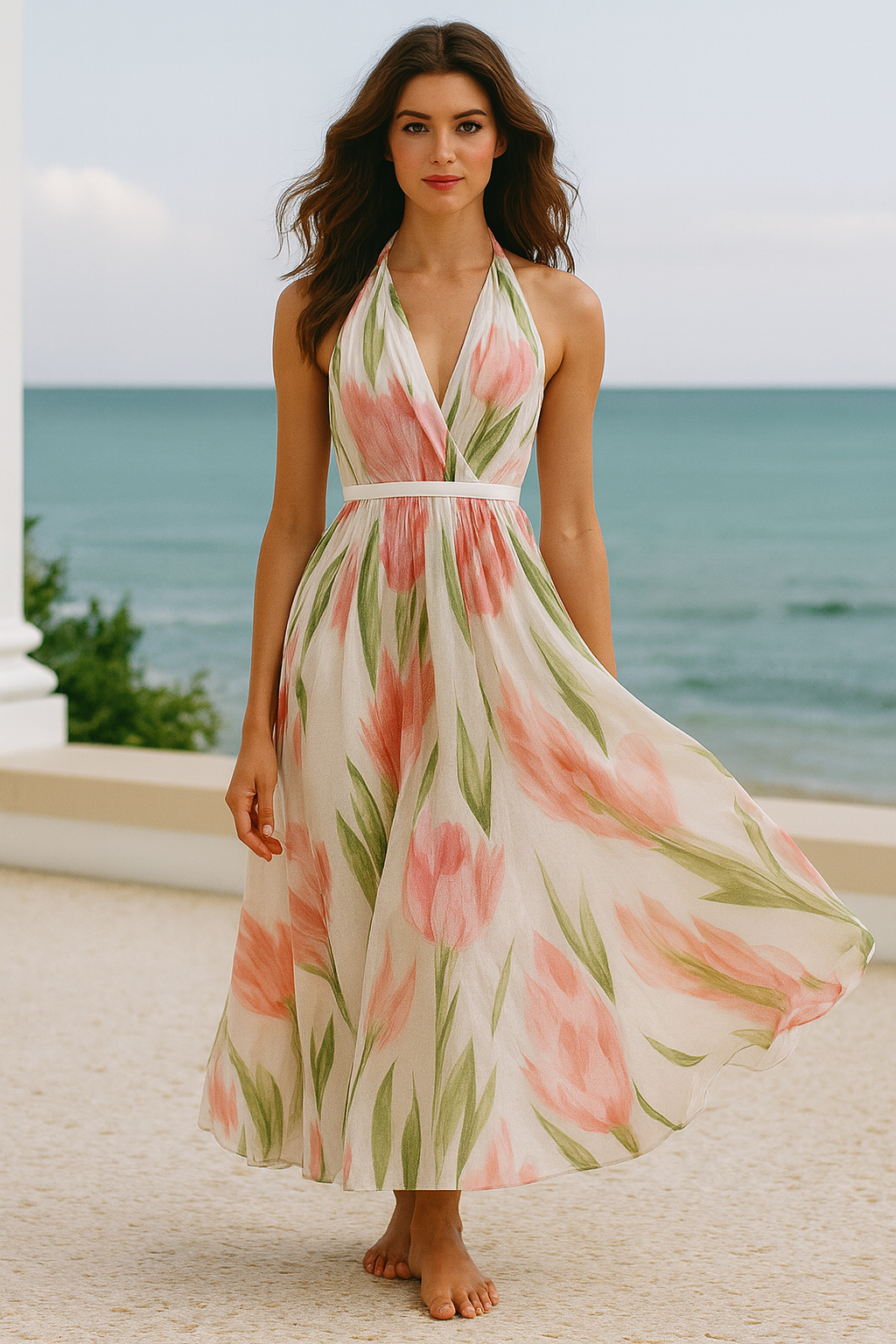 UV Atelier – Coastal Bloom Halter Dress