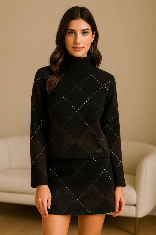 UV Atelier – Knitted Sweater & Mini Skirt Set